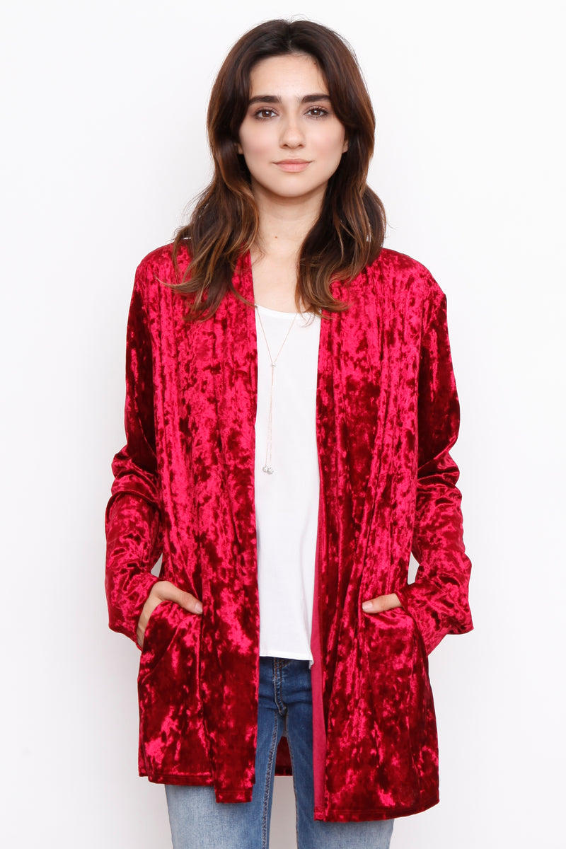 Crushed velvet outlet cardigan