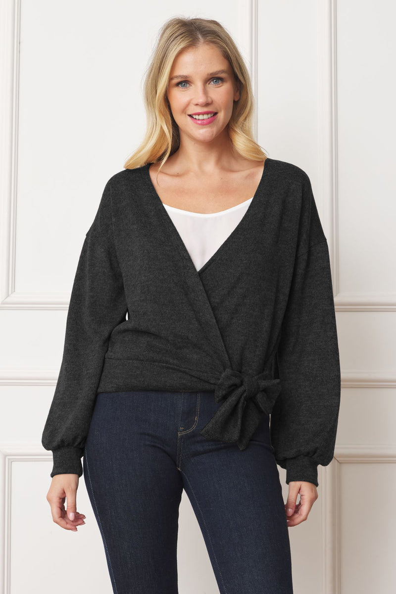 Red Surplice Simplicity Knitted Top