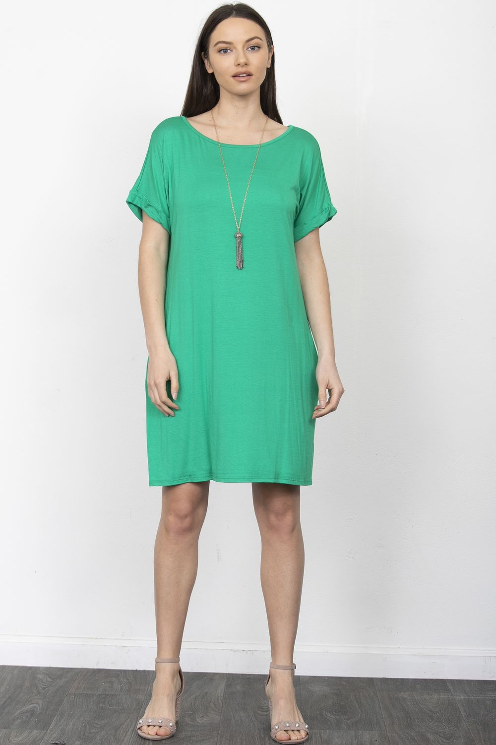 Kelly Green Cuff Sleeve Shift Mini Dress Large Kelly Green Cuff Sleeve Shift Mini Dress Large
