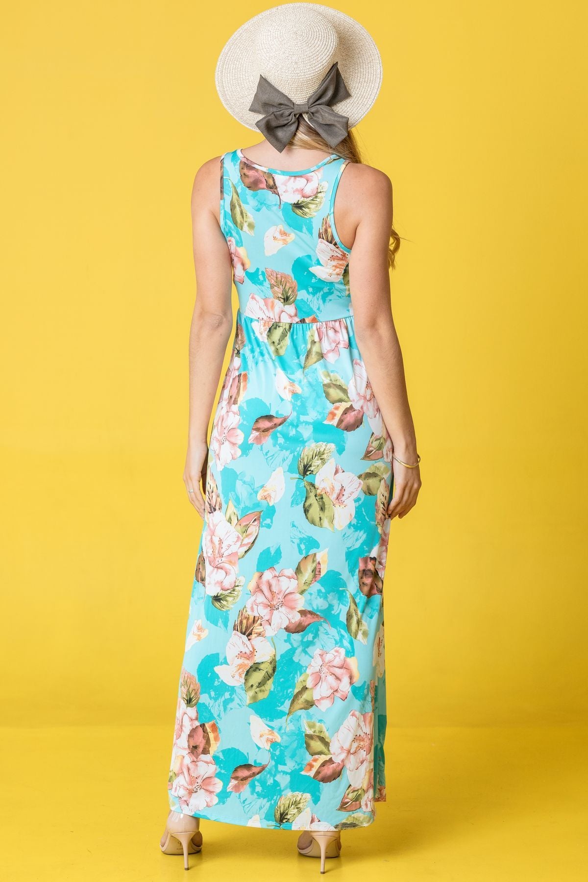 aqua floral sleeveless maxi dress AQUA Floral Guest of Maxi Dress - Exclusive
