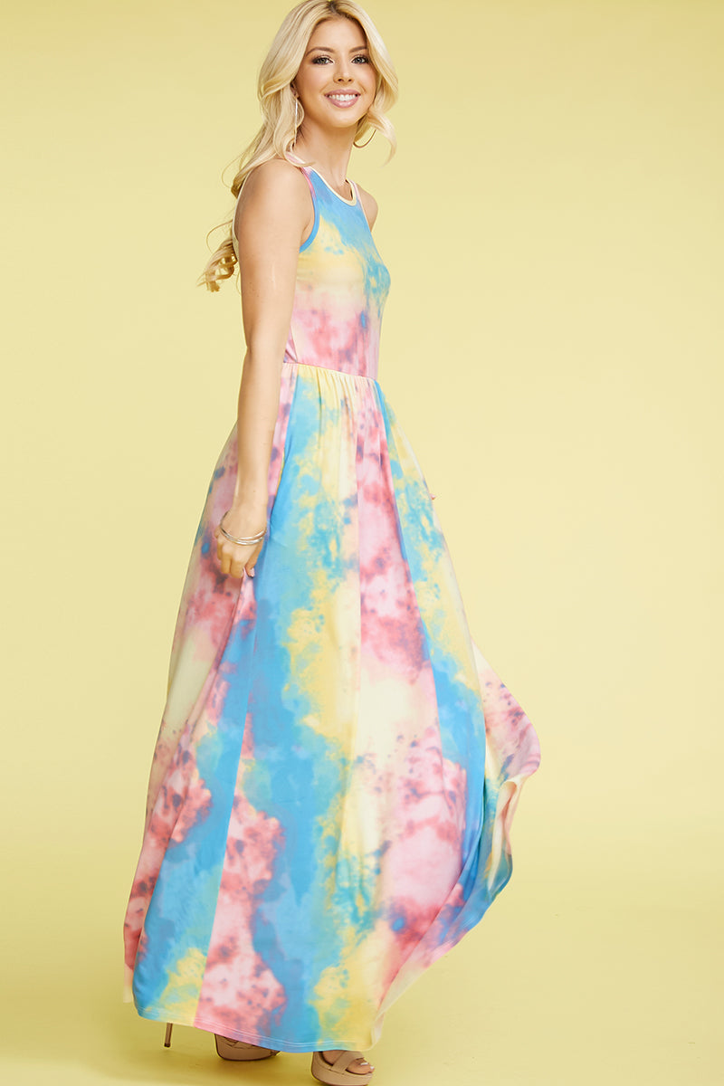pink and yellow tie dye dress Good Energy Tie Dye Babydoll Dress In Yellow