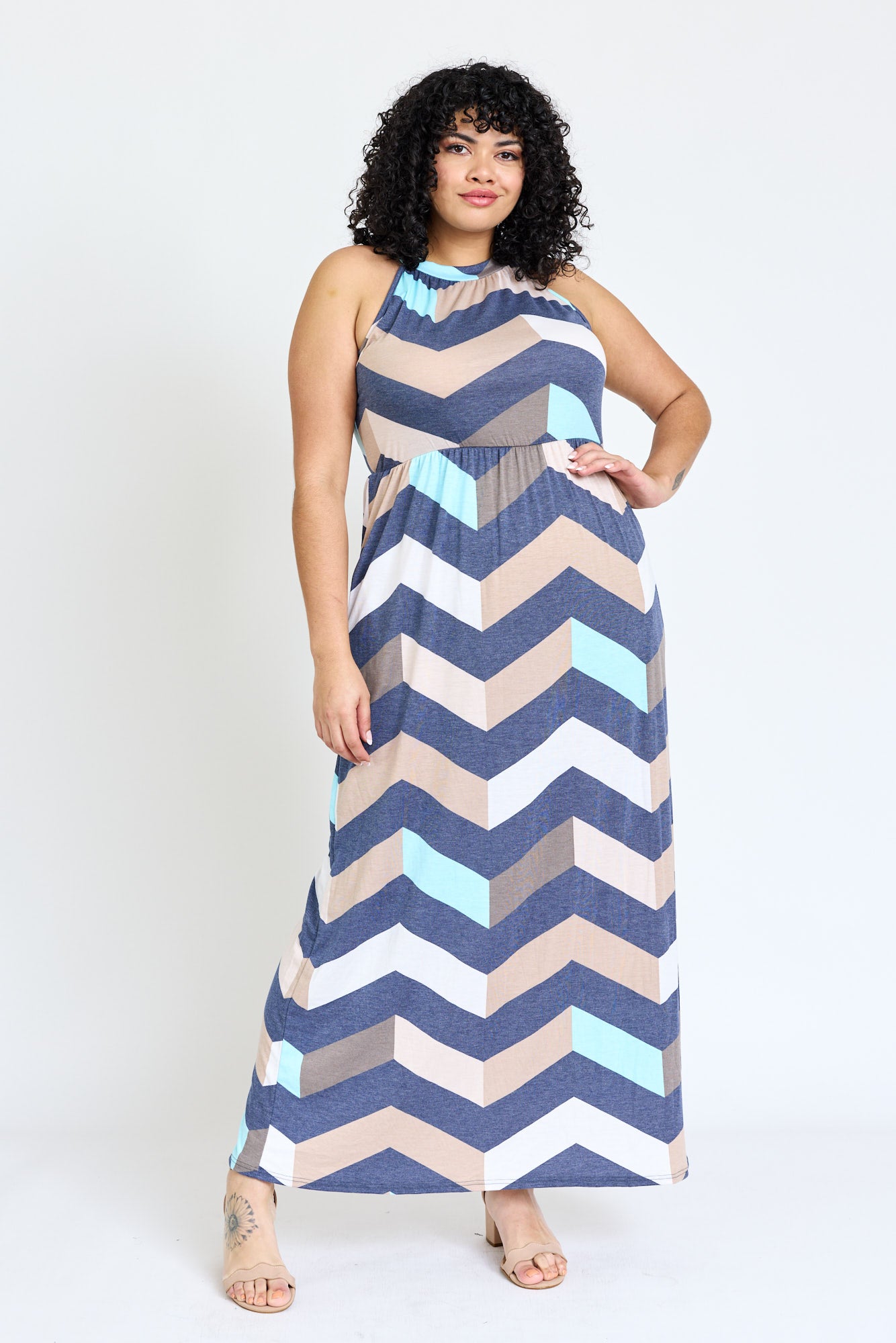 Chevron Halter Neck Maxi Dress | 2 Colors Chevron Halter Neck Maxi Dress | 2 Colors