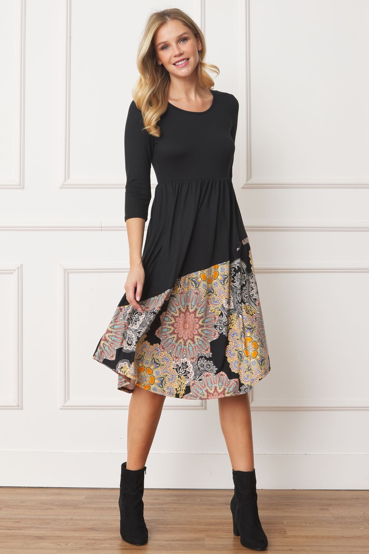 curved hem midi dress Curved Hem Midi Dress Le Weekend Studio