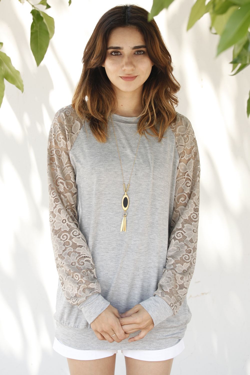 Gold Lace Sleeve Raglan Tunic_Plus – éloges