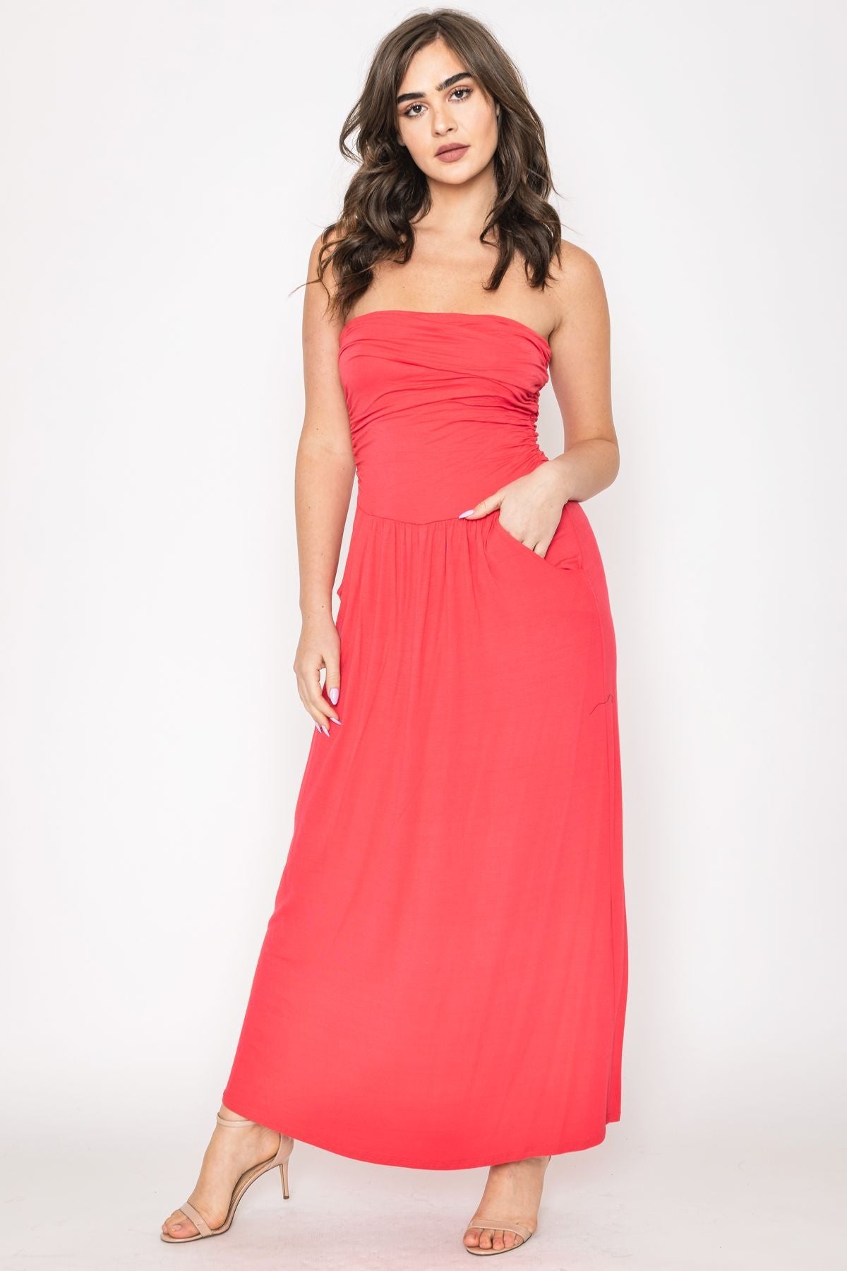 Solid Coral Tube Top Maxi Dress XLarge Solid Coral Tube Top Maxi Dress XLarge