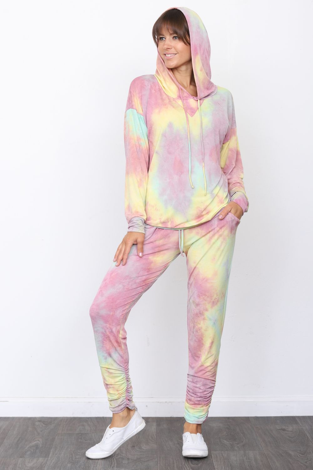 Burgundy Mint Tie Dye Hoodie Jogger Set - Main Image